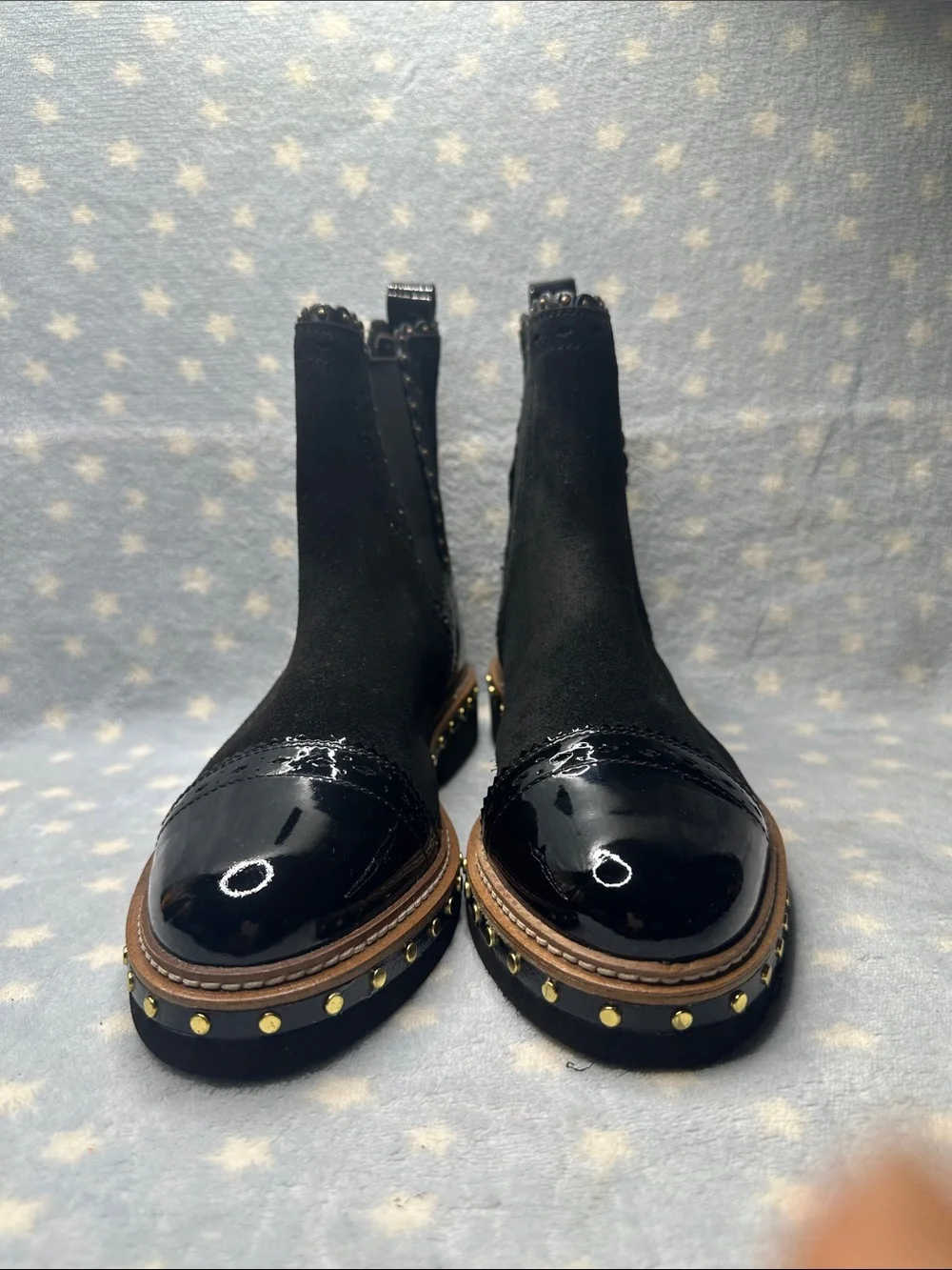 Black Studded Chelsea Ankle Boots - Women's